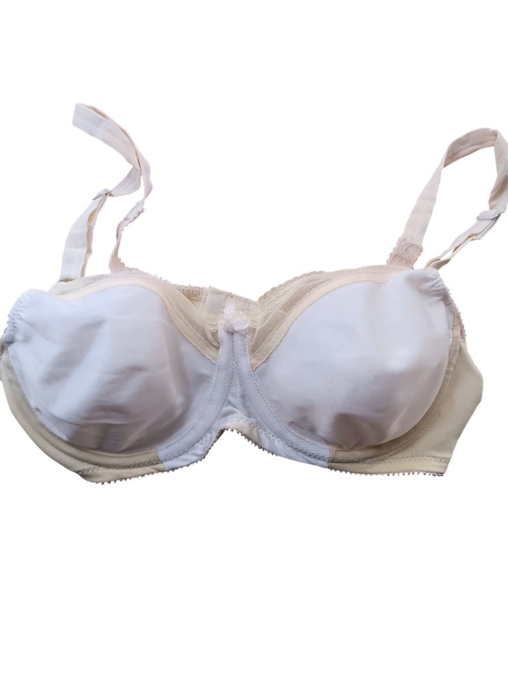 True Vintage Bra 34B 1970's Montgomery Ward White & Cream Style 1697 Boho Mom